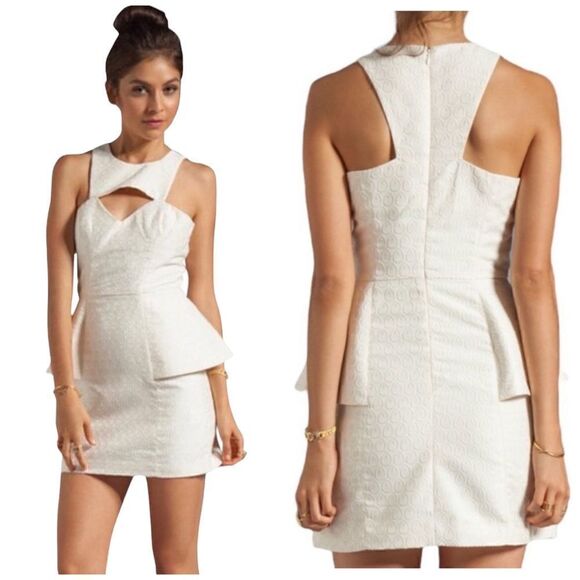 Keepsake the Label Friend Crush Jacquard Peplum Mini Dress - Picture 1 of 14